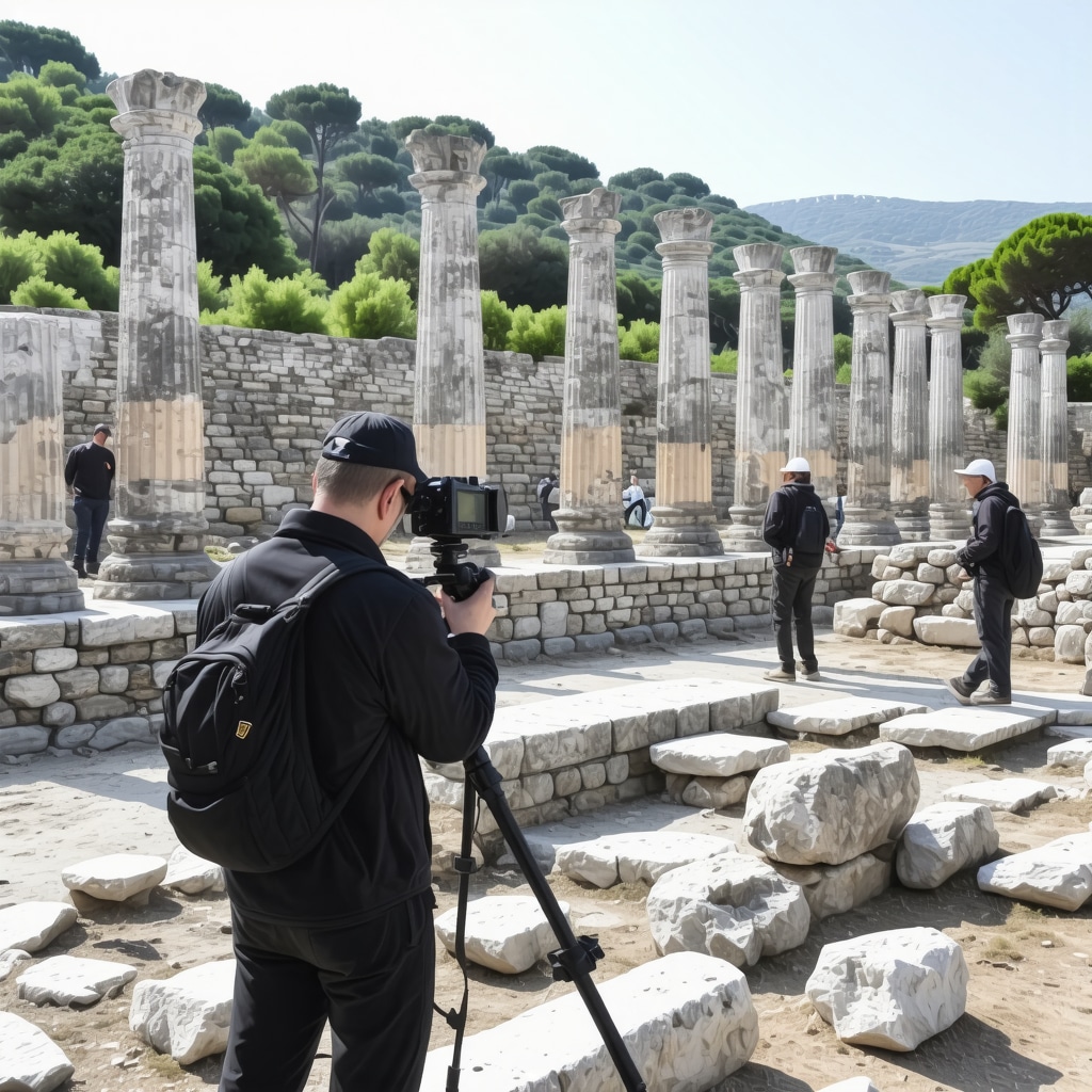Archaeologists using 3D laser scanning technology to capture detailed images of Butrint ruins