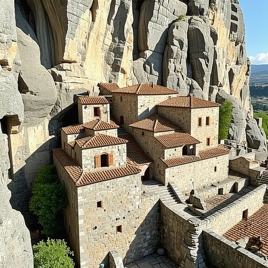 Visualization of 3D scanning and augmented reality technology used for restoration and visitor experience enhancement at Meteora monasteries