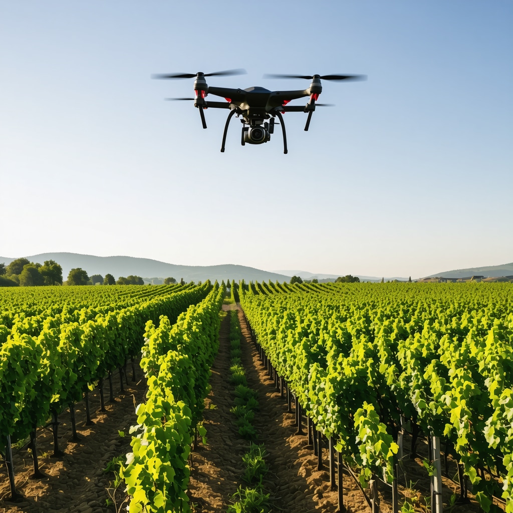 Modern vineyard in Maribor using drones and soil sensors showcasing innovation in wine production