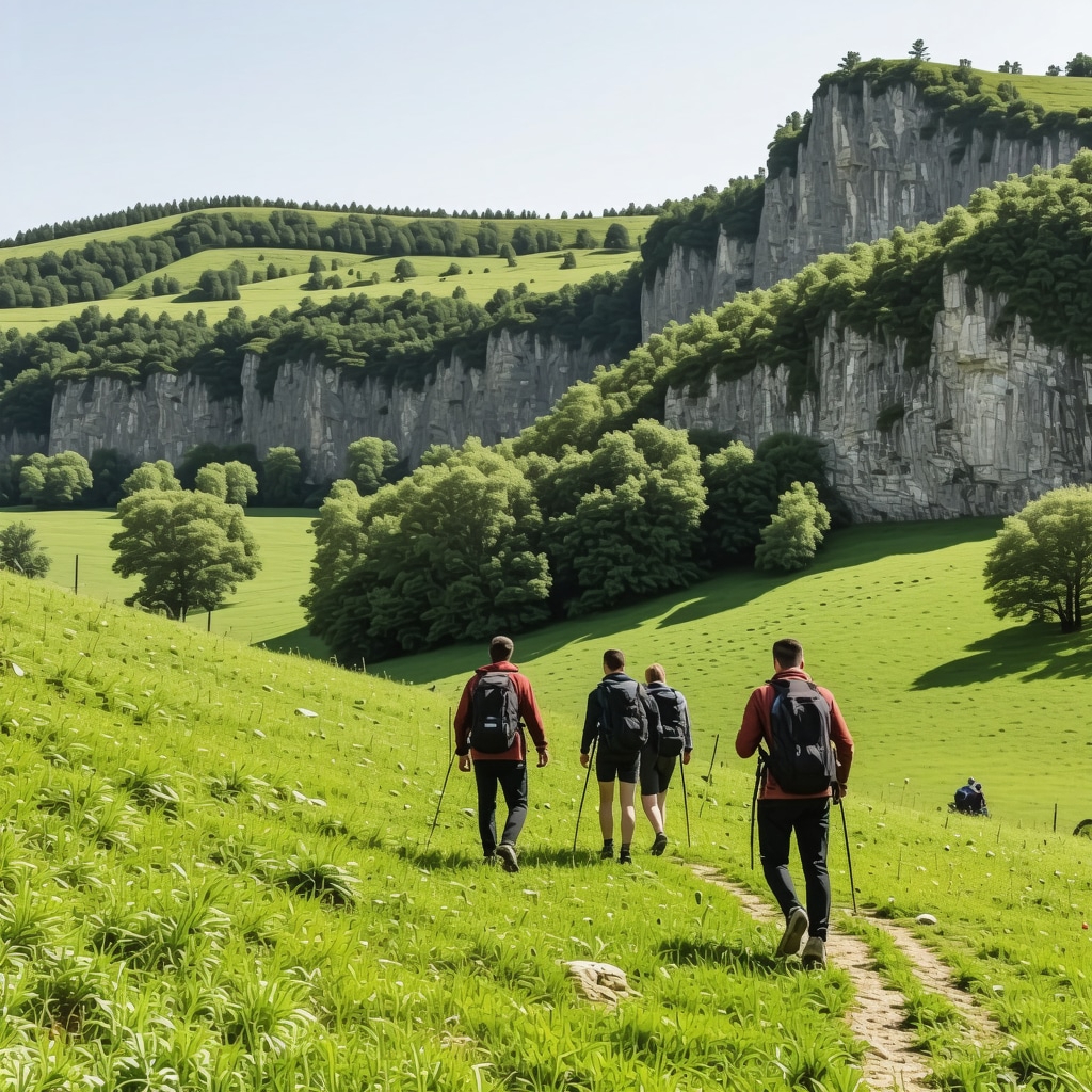 Hikers exploring caves and green landscapes in Apuseni Mountains near Cluj-Napoca