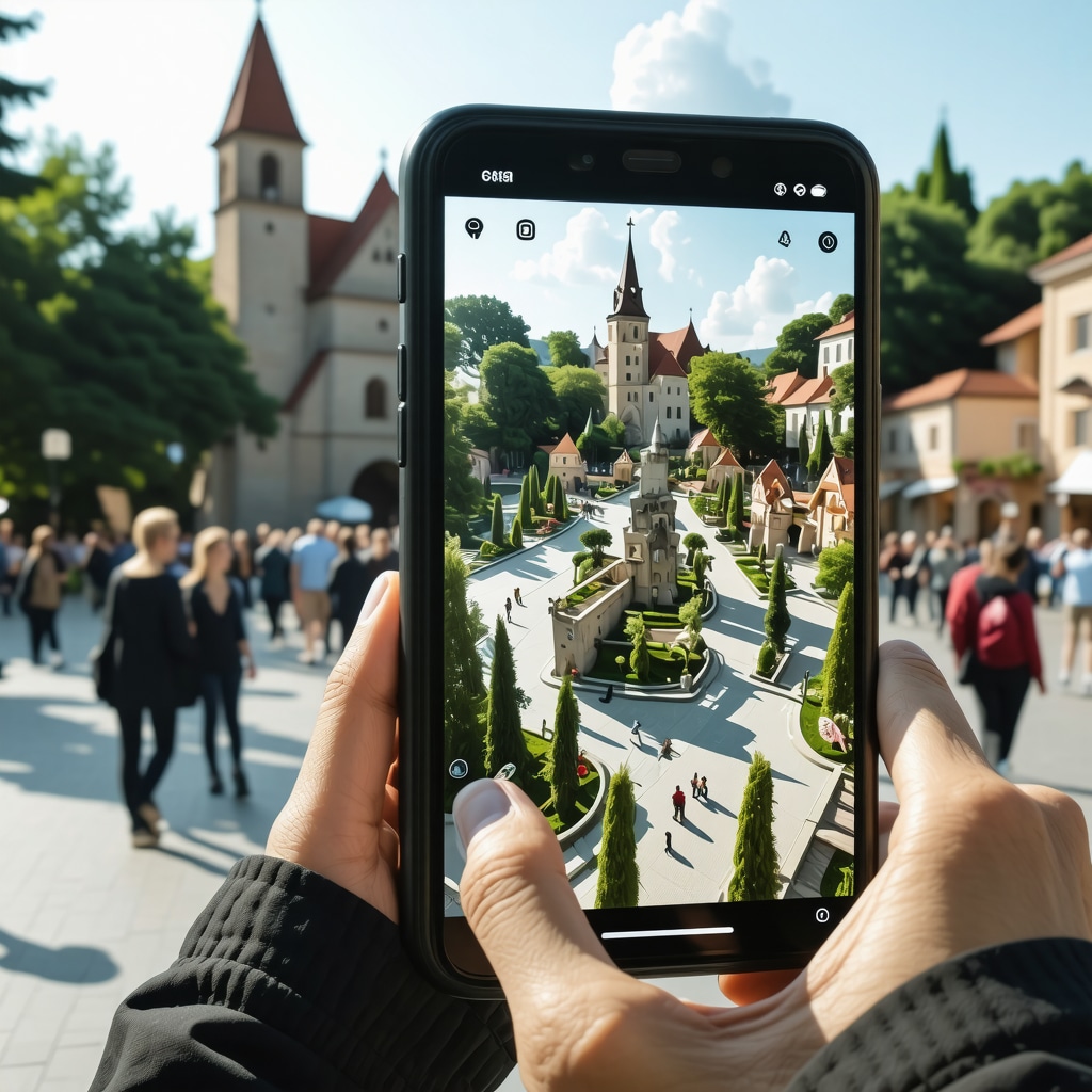 Digital augmented reality interface overlaying Subotica's cultural and natural landmarks