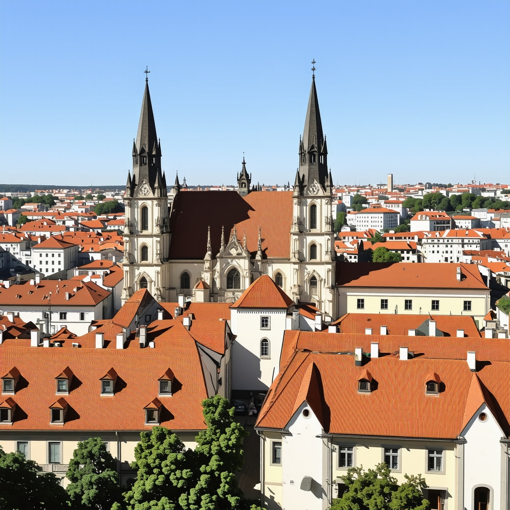 Panoramic view of Cluj-Napoca showing a mix of Gothic, Baroque and modern buildings