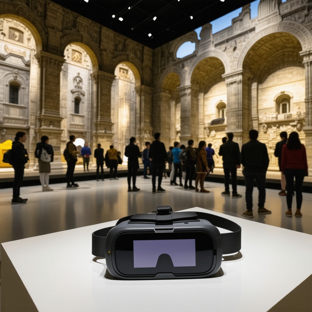 Visitors engaging with augmented reality and virtual reality installations inside a historic museum in Sibiu
