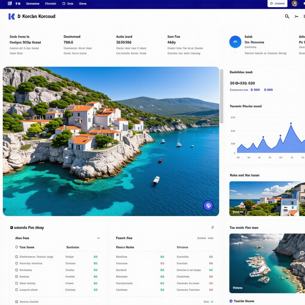 Digital dashboard displaying real-time environmental sensor data and tourist flow management on Korcula island