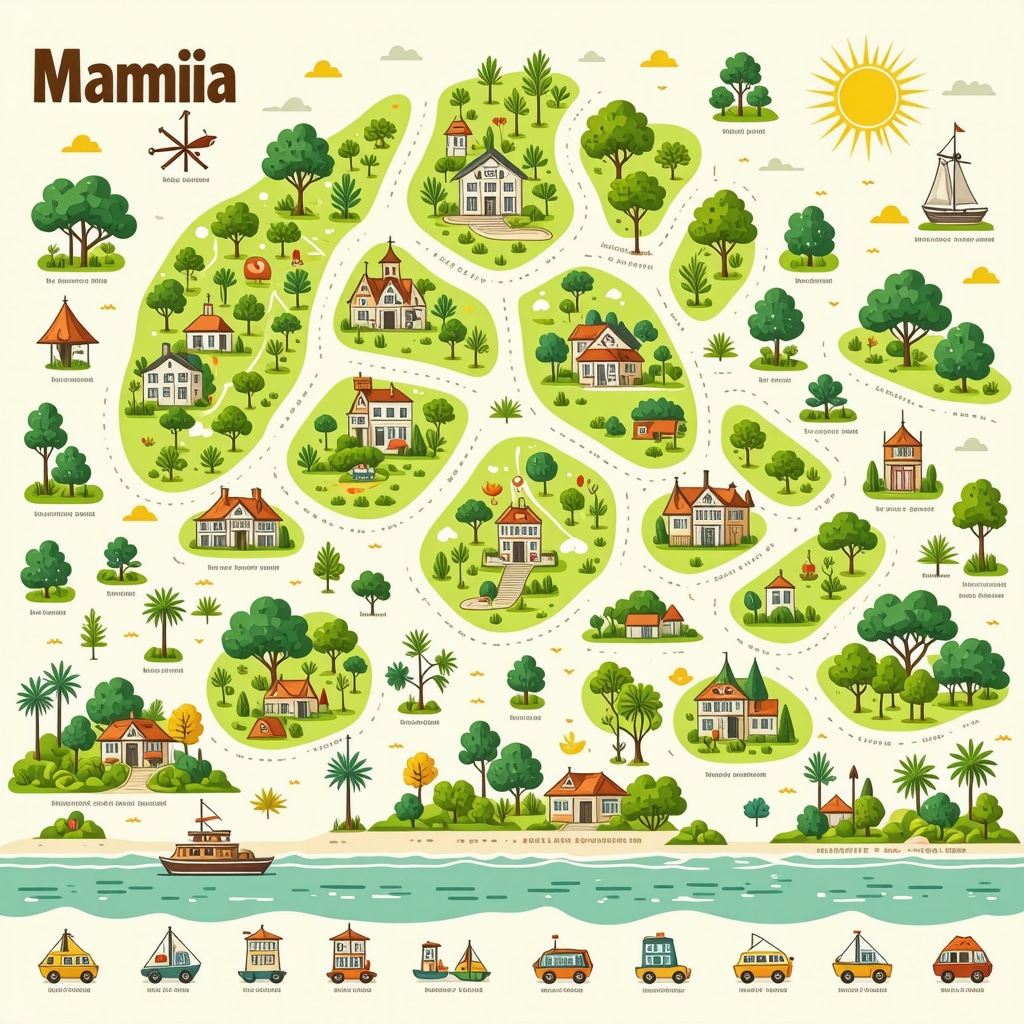 Interactive digital map highlighting eco-friendly tourism options and cultural landmarks in Mamaia, Romania