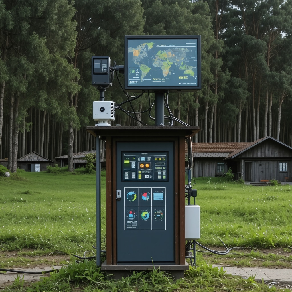 Sensor-based environmental monitoring station amidst Balkan natural landscape near Kırklareli