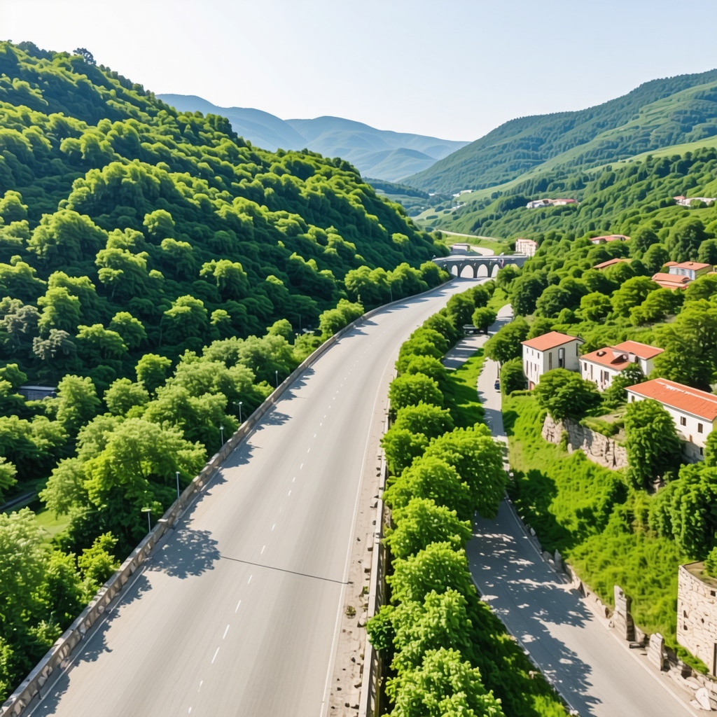 Aerial shot of Mehmed Pasha Sokolović Bridge over Drina River with drones and sensors for ecological monitoring