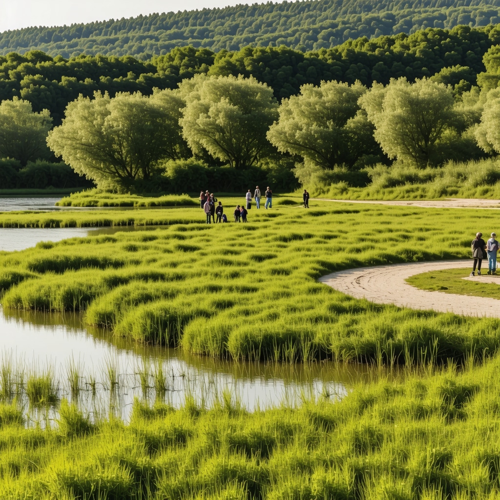 Panoramic view of wetlands and birdwatchers in Hutovo Blato Nature Park