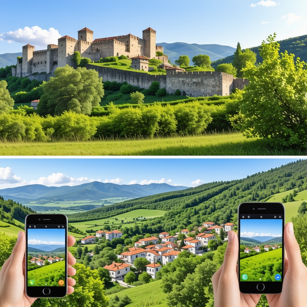 Collage depicting Trebinje's castles, nature, eco-tourism initiatives, and digital guides