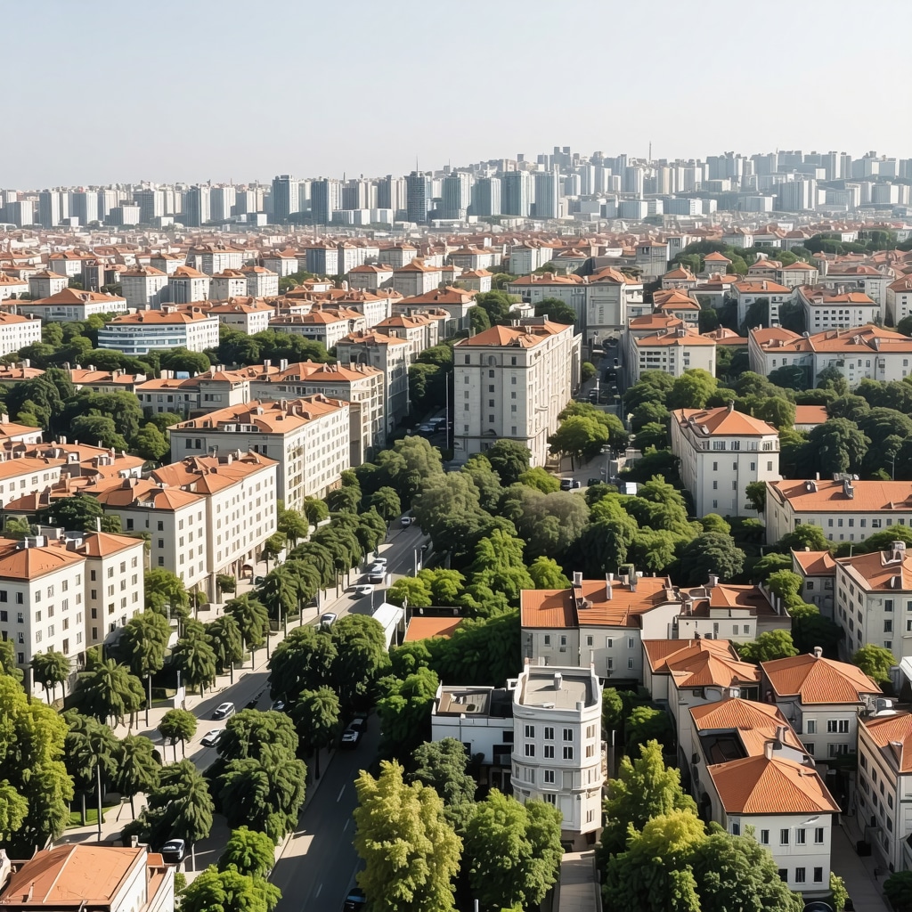 Panoramic view of Istanbul showcasing historic Ottoman buildings alongside modern skyscrapers and green spaces