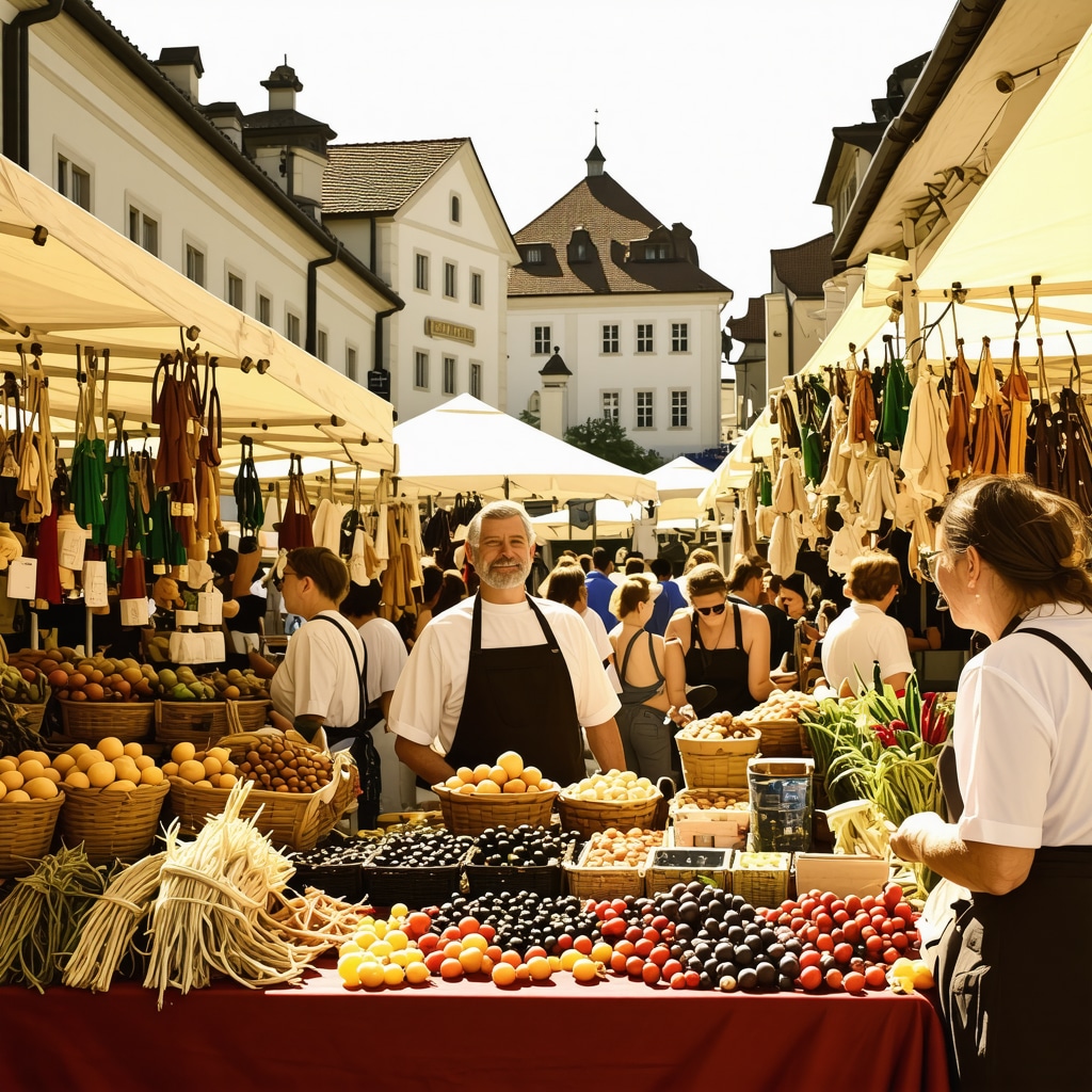 Street market in Ljubljana featuring traditional Slovenian crafts and artisanal goods