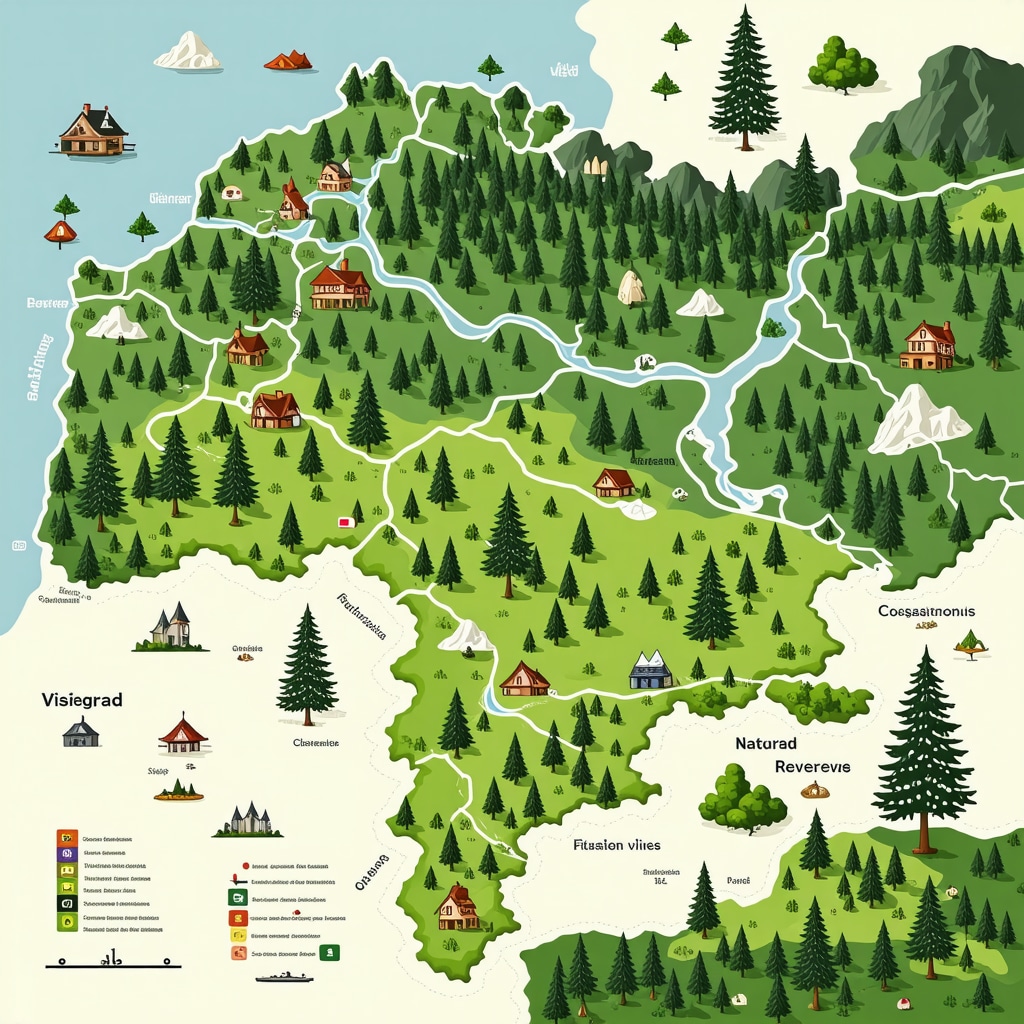 Map showing ecological and tourism partnerships across the Balkans with focus on Višegrad