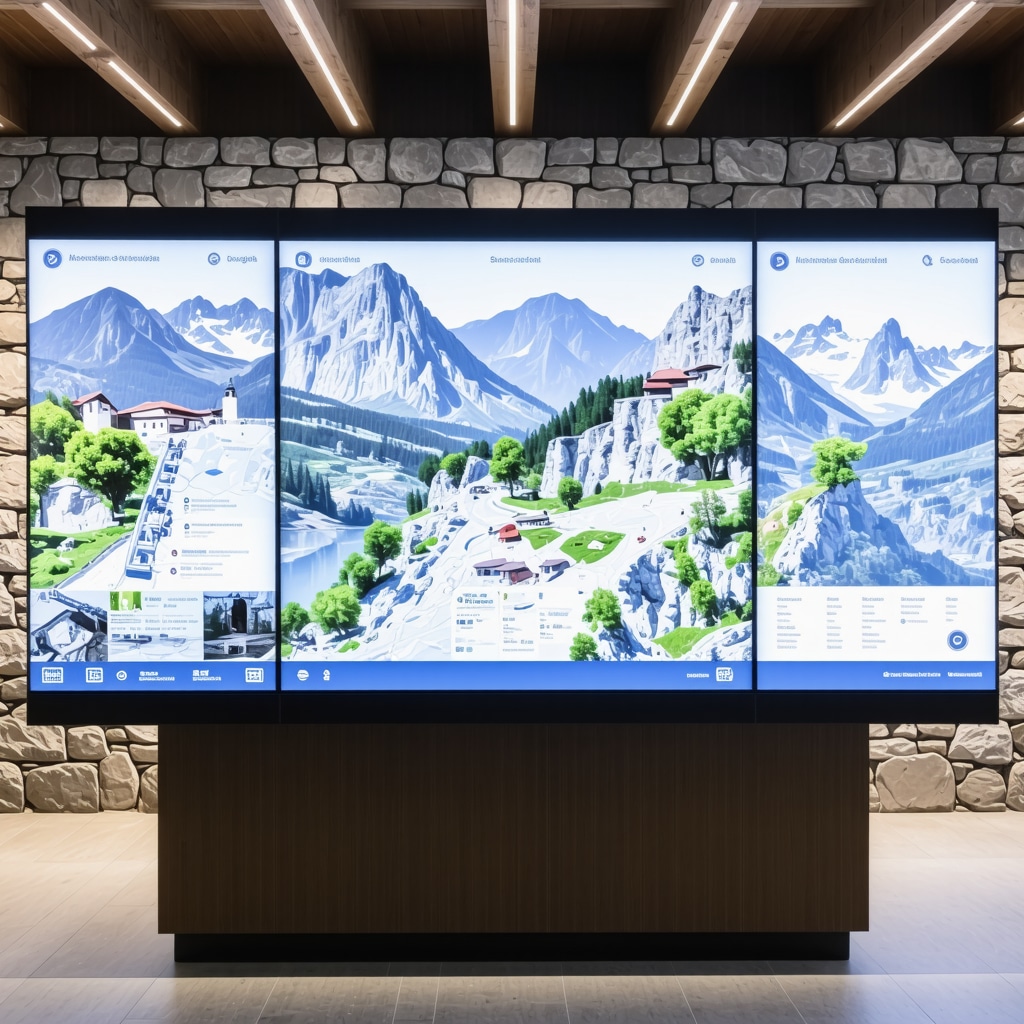 Tourism technology center with interactive digital displays and AR in Konjic amidst natural and historic surroundings