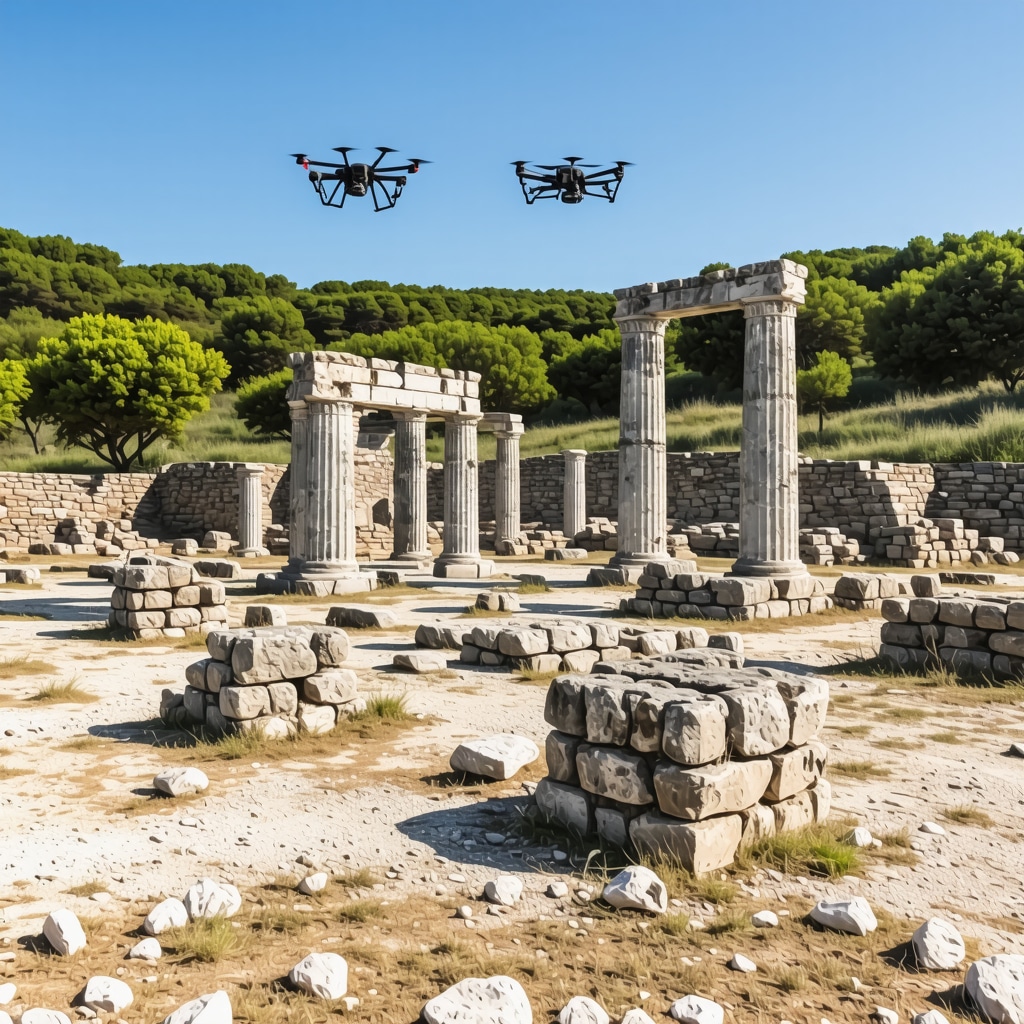 Drones and IoT sensors monitoring ancient ruins at Butrint National Park