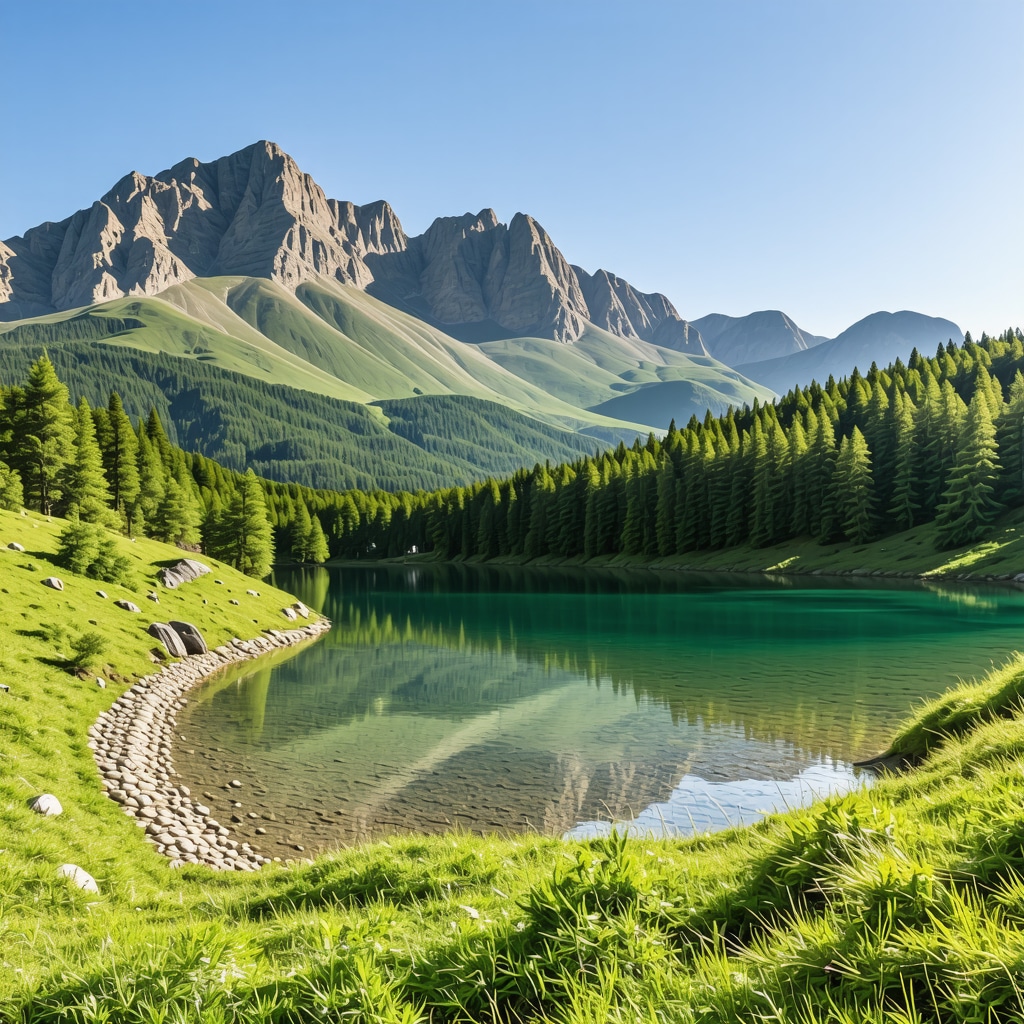 Panoramic landscape of Mavrovo National Park with mountains, forests, and lake