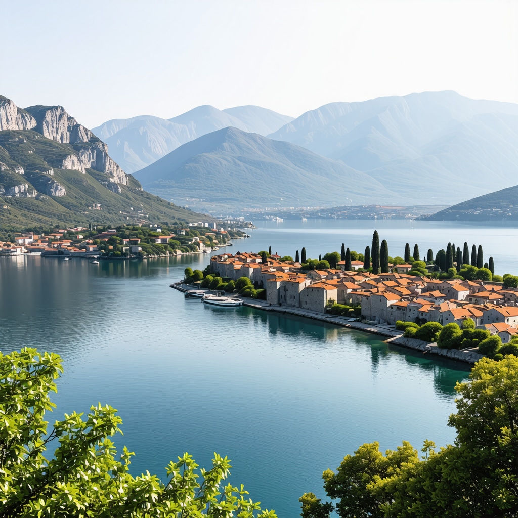 Panoramic view of Kotor Bay featuring the medieval old town and surrounding mountains