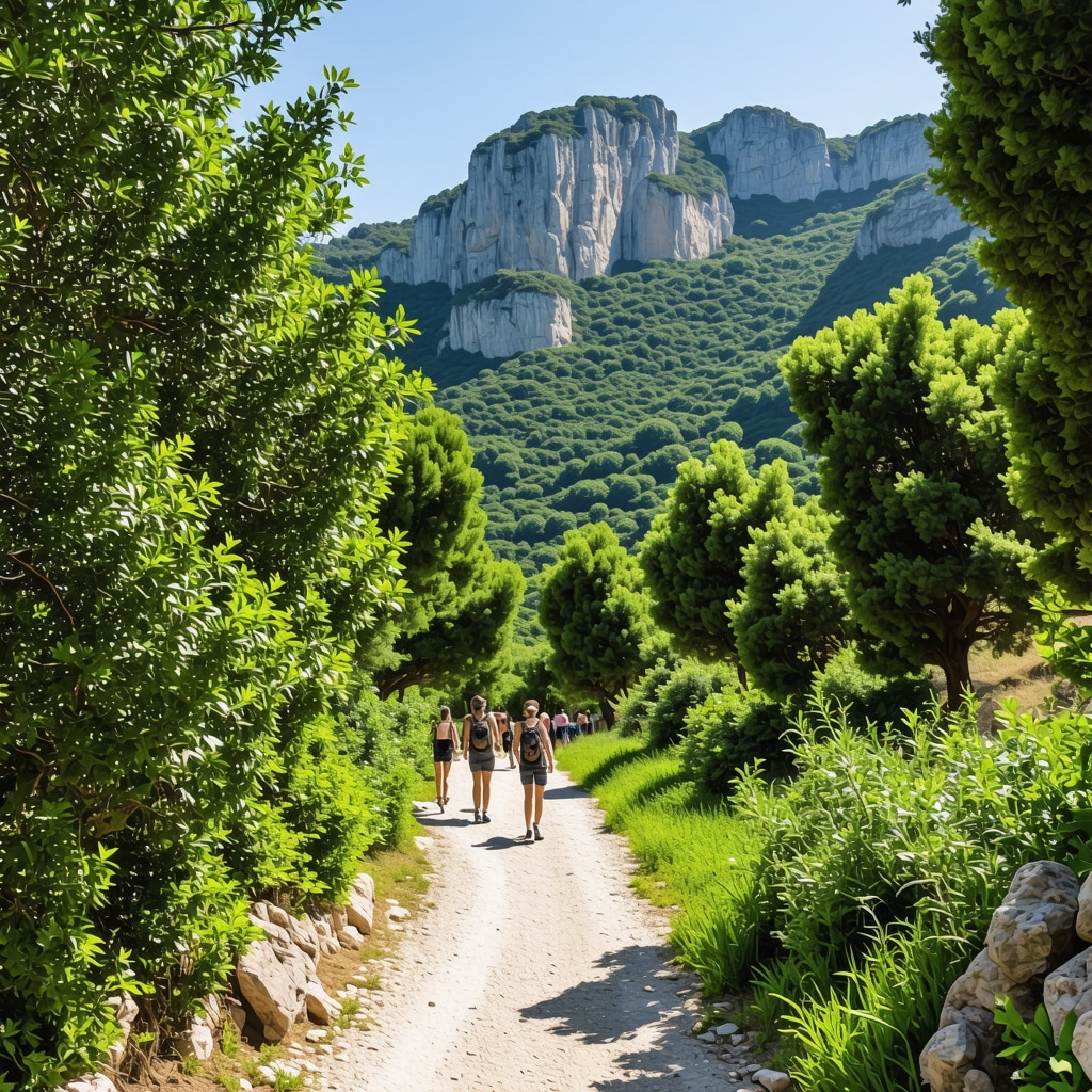 Panoramic view of Petaloudes Butterfly Valley in Rhodes featuring colorful butterflies and Mediterranean forest
