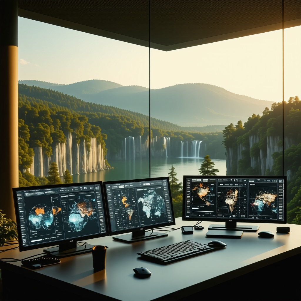 Ecological monitoring station with AI data screens at Plitvice Lakes