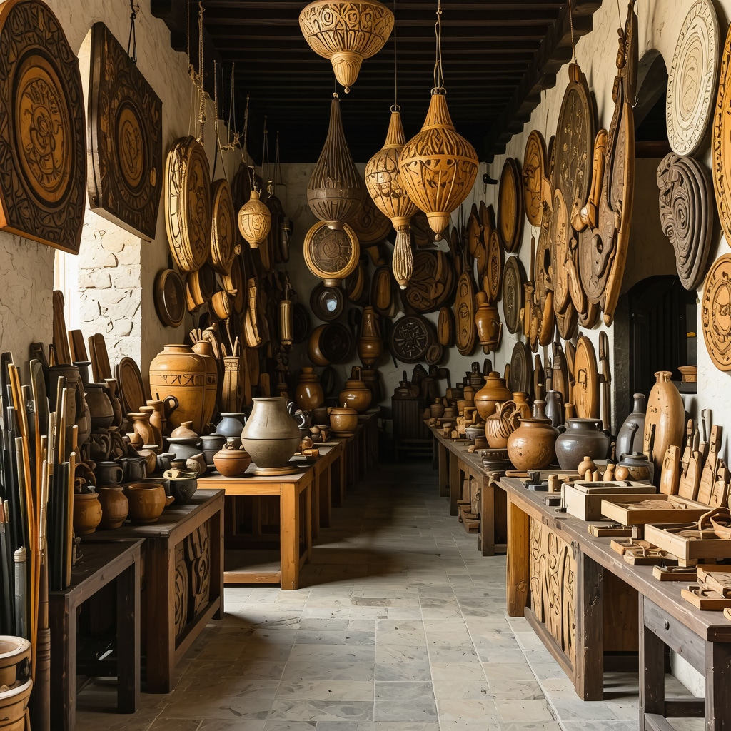 Artisan workshop in Veliko Tarnovo featuring traditional Bulgarian crafts and medieval architecture