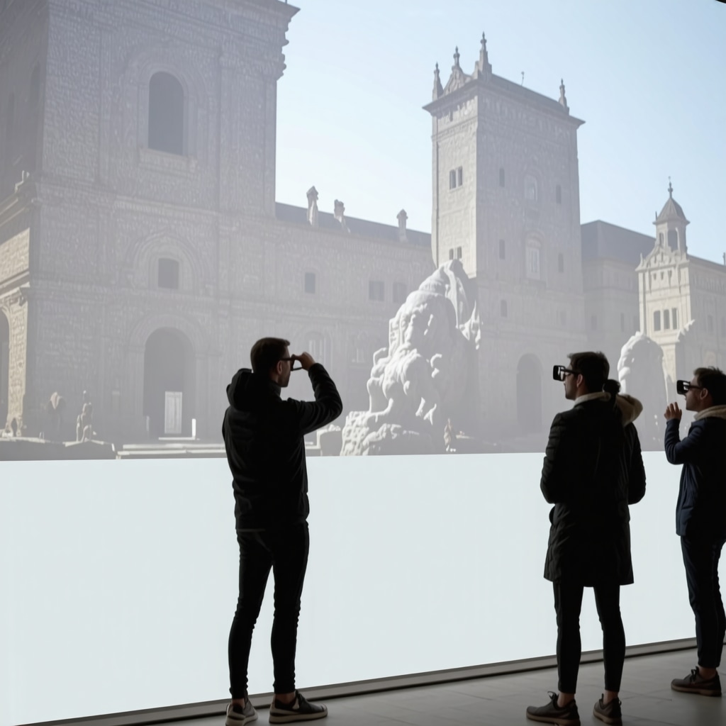 Visitors experiencing augmented reality in Cluj-Napoca cultural museum, blending tradition and technology
