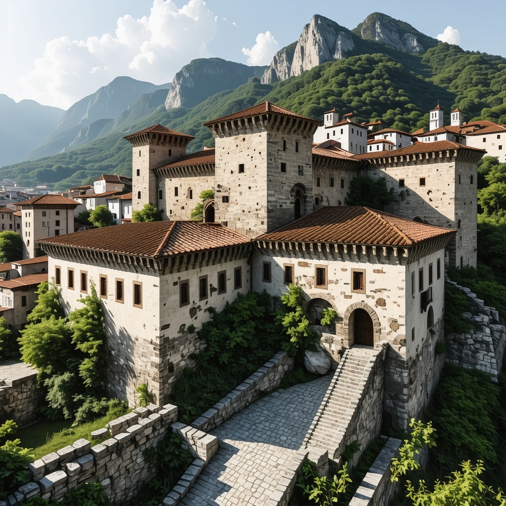 3D digital rendering of Prizren Castle with augmented reality features illustrating cultural heritage preservation