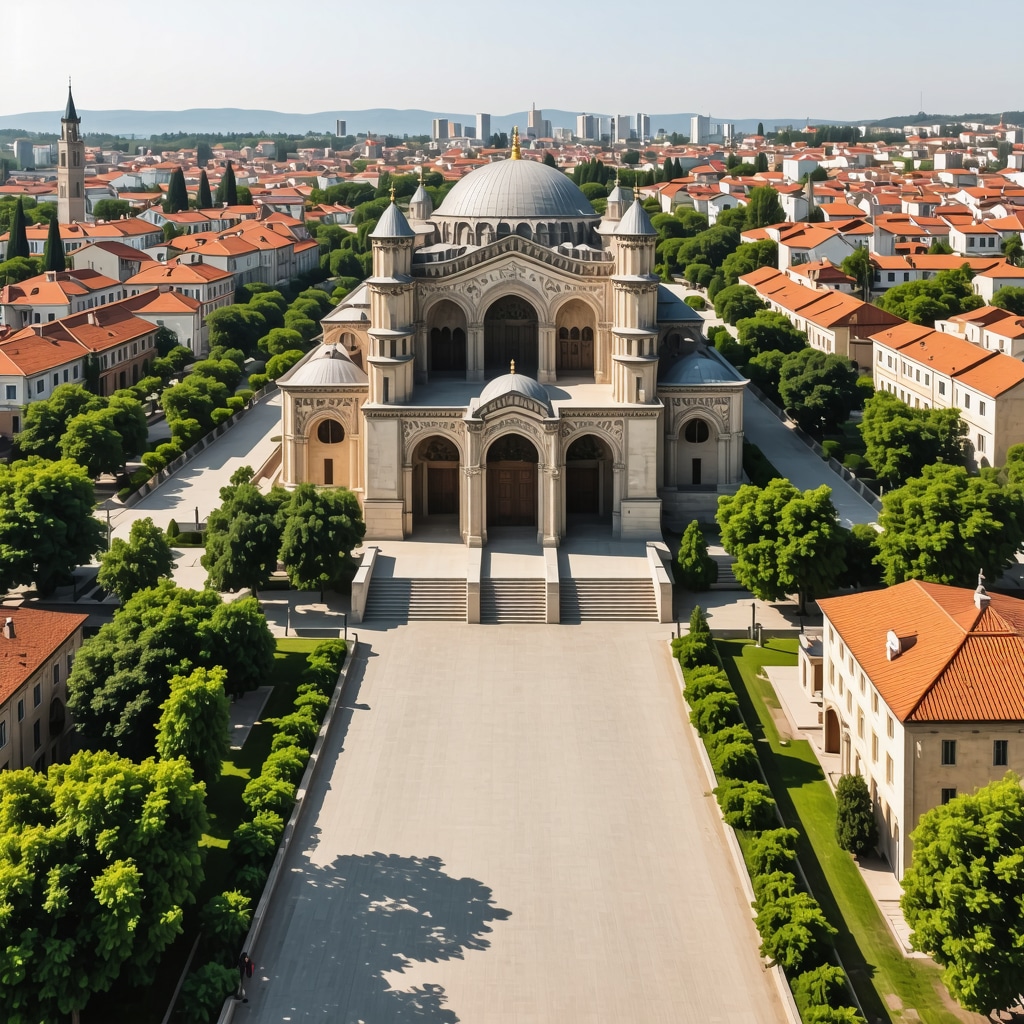 3D digital rendering of Selimiye Mosque with virtual tour interface illustrating advanced heritage conservation