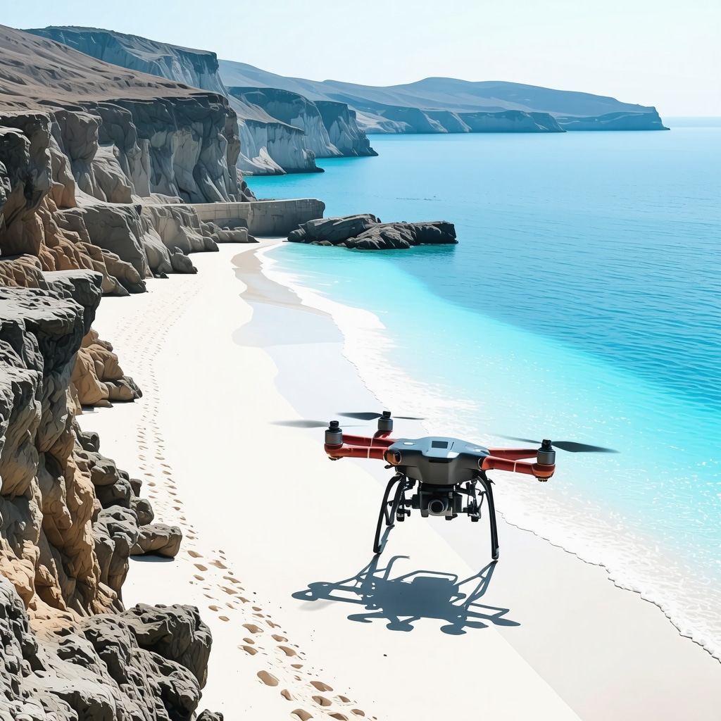 Drones and IoT sensors monitoring Santorini's white sandy beaches for sustainable tourism