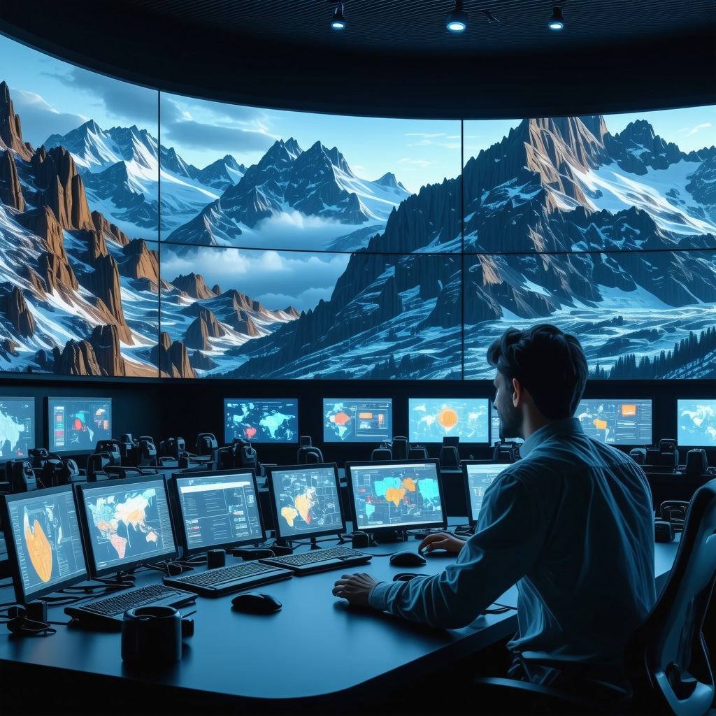 Control room with digital displays monitoring environment and tourist data in Zlatibor