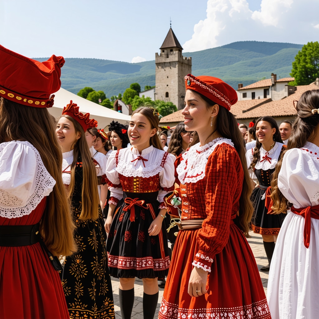 Cultural festival in Smederevë featuring traditional costumes and local food near the historic castle