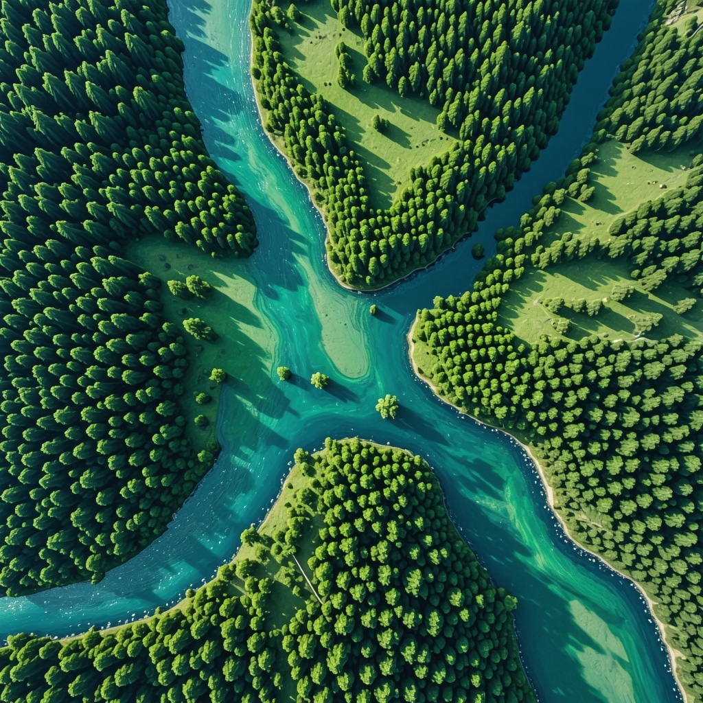 Aerial view of Pljevlja with digital tech monitoring natural landscapes