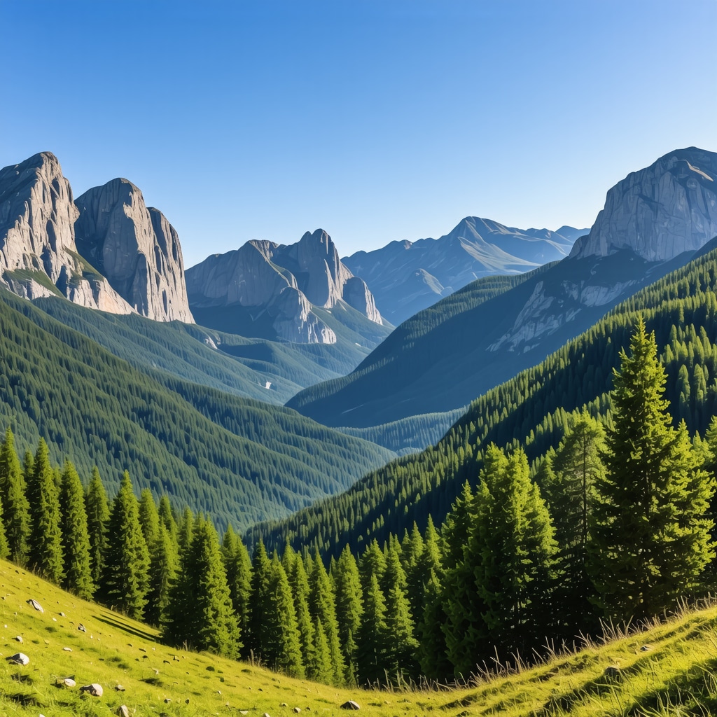 Panoramic landscape of mountains, canyons, and forests in Durmitor National Park, Montenegro