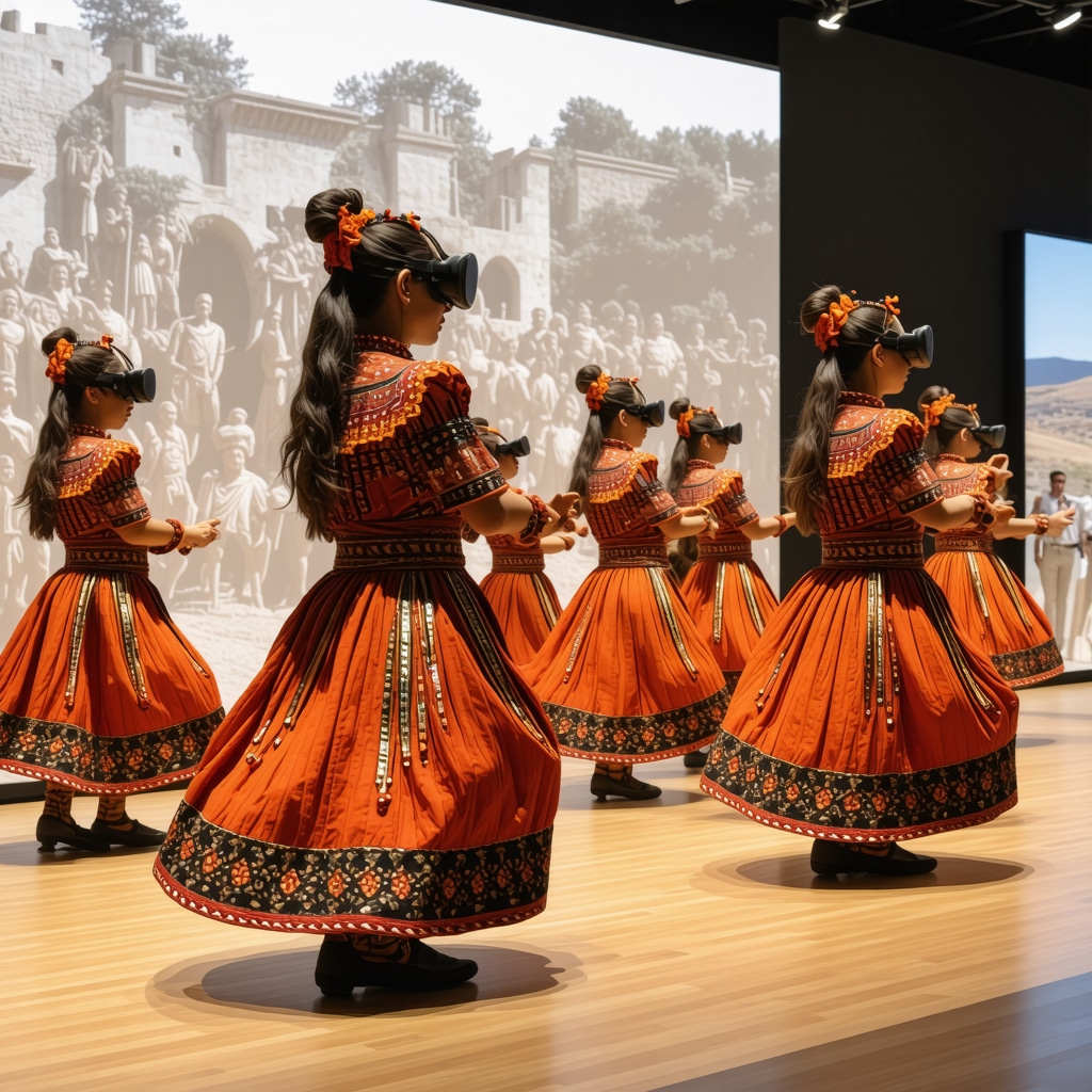 Traditional Macedonian dancers with VR technology exhibit in Krushevo