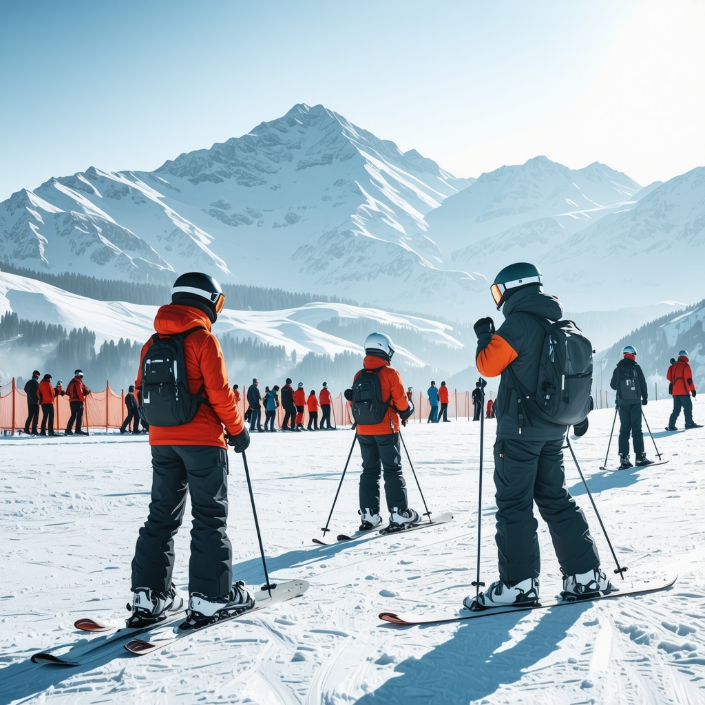 Winter mountain resort with skiers using augmented reality and AI systems for sustainable tourism management