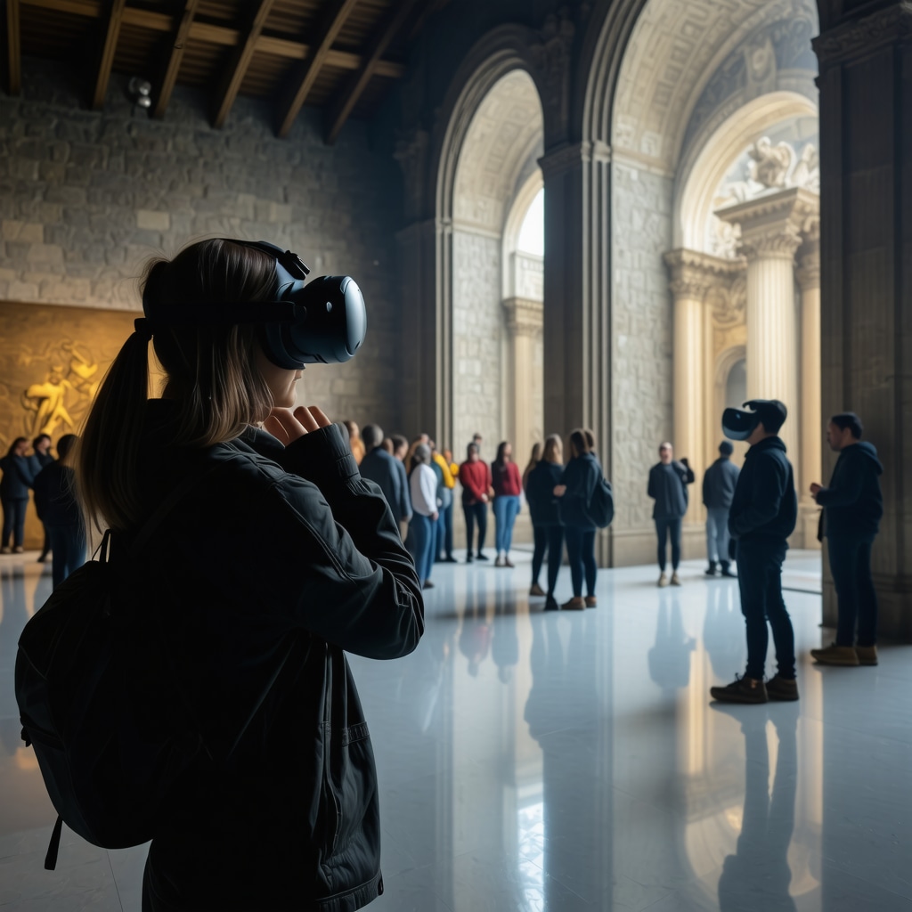 Visitors experiencing immersive virtual reality tour at a Belgrade cultural museum