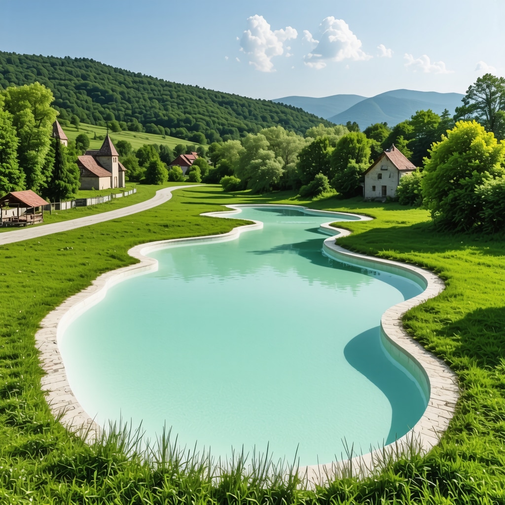 Thermal spa pools with green hiking trails and Serbian monasteries in the background representing Aranđelovac's integrated tourism