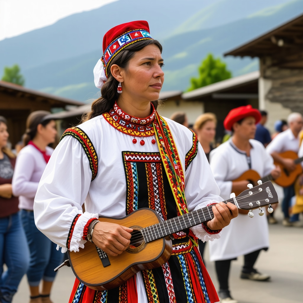 Festival in Peja with traditional music, crafts, and natural mountain landscape highlighting sustainable tourism and community involvement