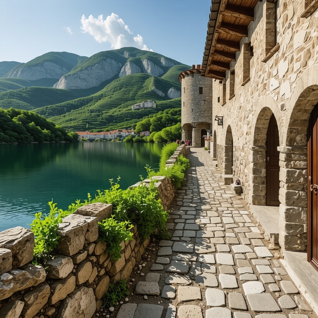 Smartphone displaying augmented reality tour of Trebinje's fortress and surrounding nature