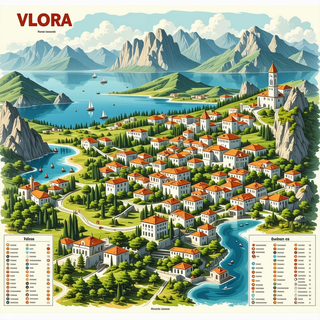 Digital tourism map of Vlora highlighting cultural and natural tourist attractions with augmented reality