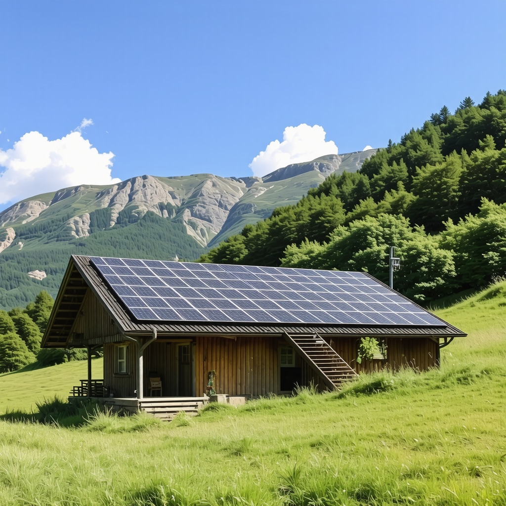 Eco-friendly mountain lodge in Krusheva featuring solar panels and green nature