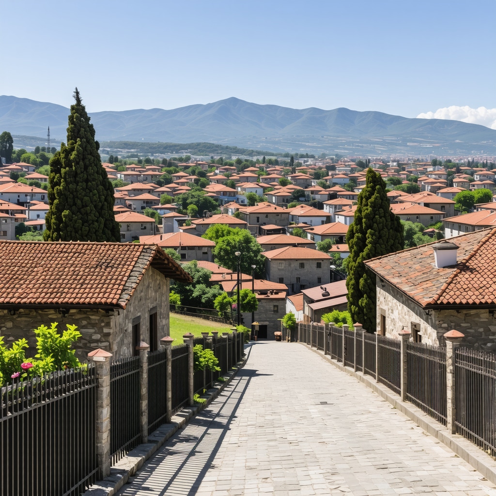 Panoramic image displaying Bursa's Ottoman architecture alongside natural landscapes and tourists engaging in sustainable activities