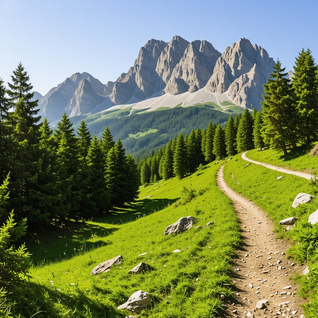 Durmitor National Park panoramic landscape with hiking trails and pine forests under clear sky