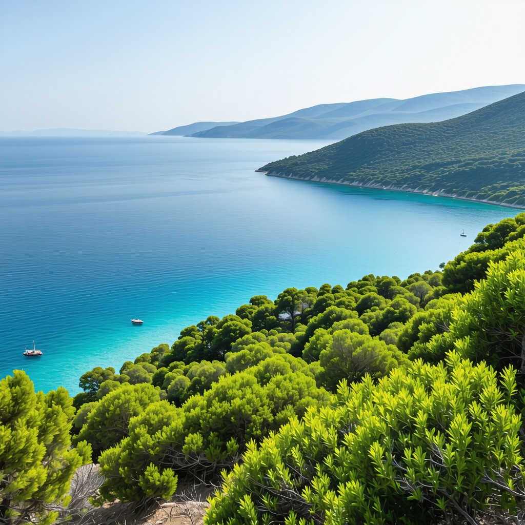 Aerial view showcasing Lastovo's protected natural areas and sustainable tourism infrastructure along the Adriatic coast