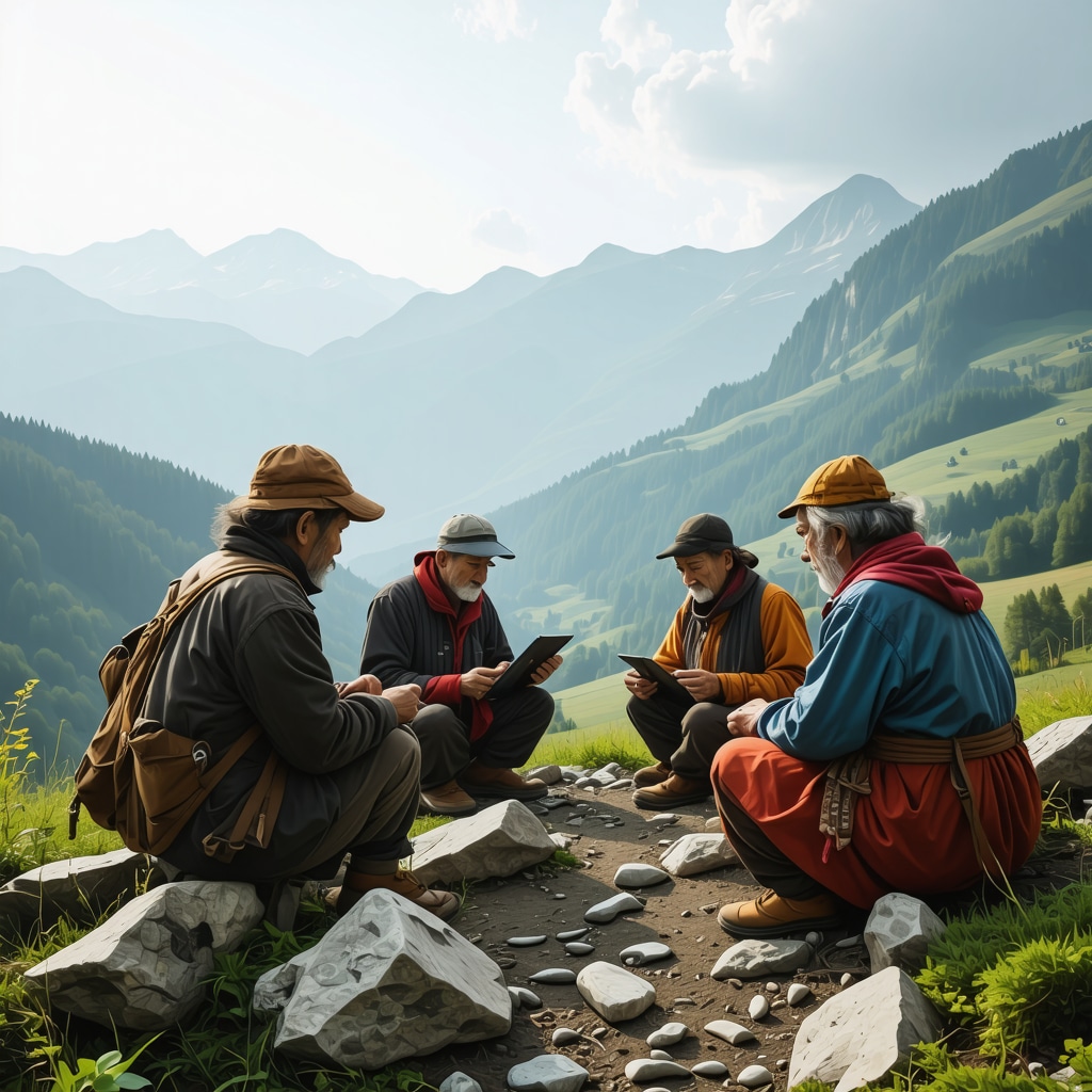Mountain landscape of Rožaje with locals engaging in digital preservation of culture