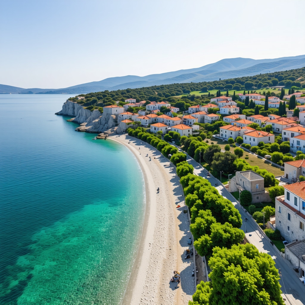 Aerial view of Budva coastline highlighting sustainable tourism infrastructure and protected natural areas