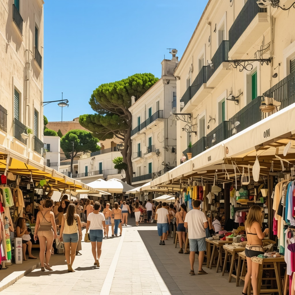 Plaka neighborhood with traditional Greek buildings and market activity in Athens