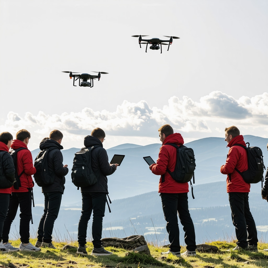 Hikers in Zlatibor mountains using tablets and drones representing modern tourism innovation