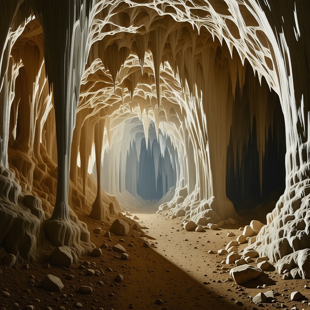 3D laser scan visualization showing detailed geological formations and sensor data overlays inside Deçan Cave