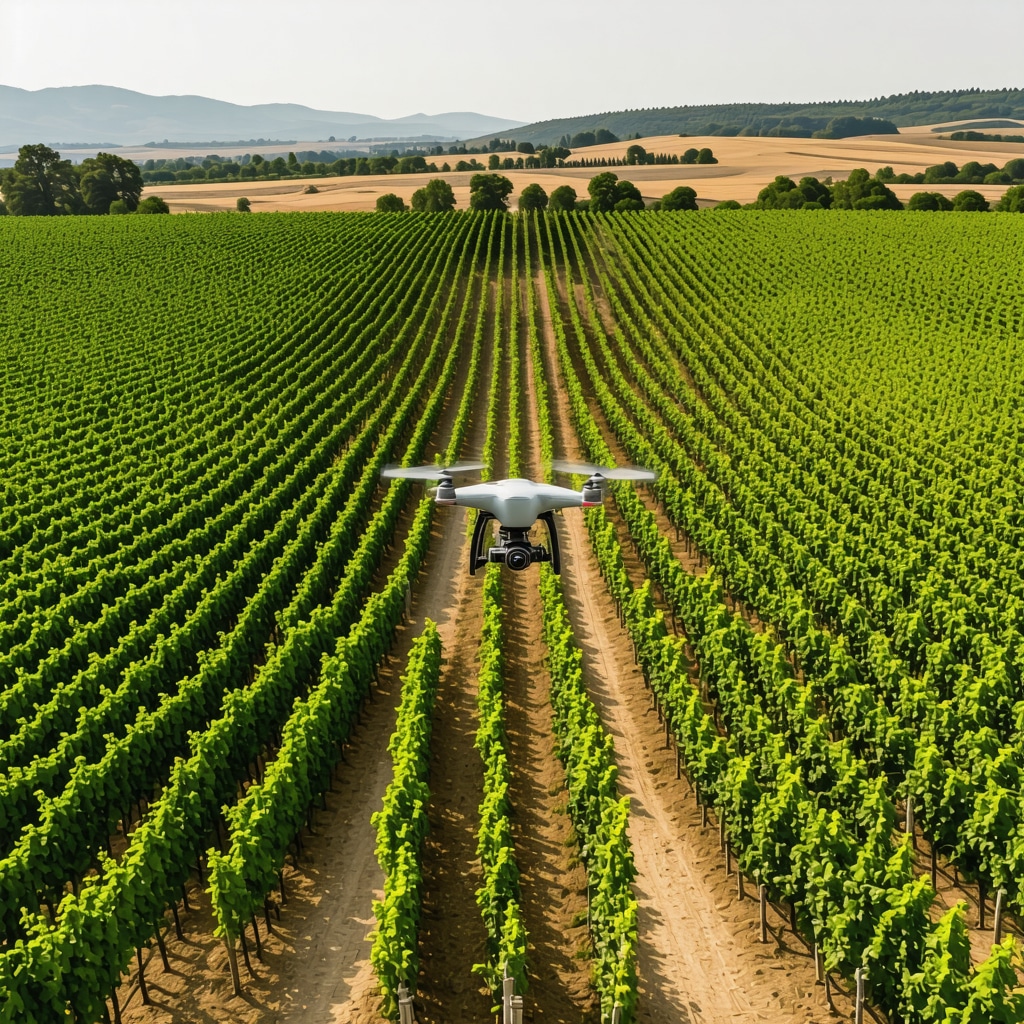 Vineyard in Tekirdağ with IoT sensors and drones illustrating sustainable high-tech viticulture