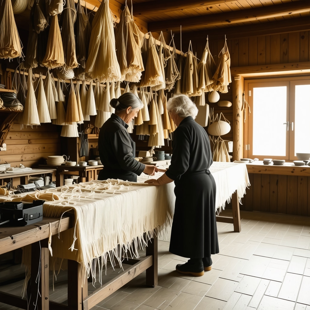 Local artisans handcrafting traditional textiles in a workshop in Sjenica