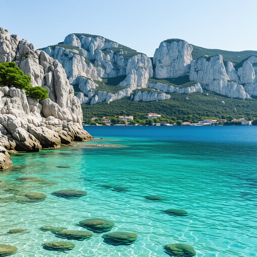 Scenic view of Biograd na Moru with mountains and ocean